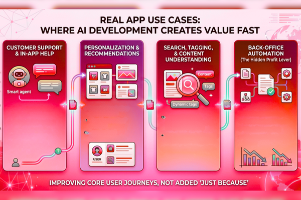 AI use cases in mobile apps, including chatbots and recommendations