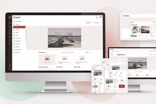Webflow visual website builder interface with responsive design preview