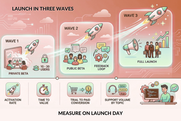 SaaS launch strategy infographic