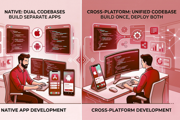 native vs cross-platform app development comparison infographic