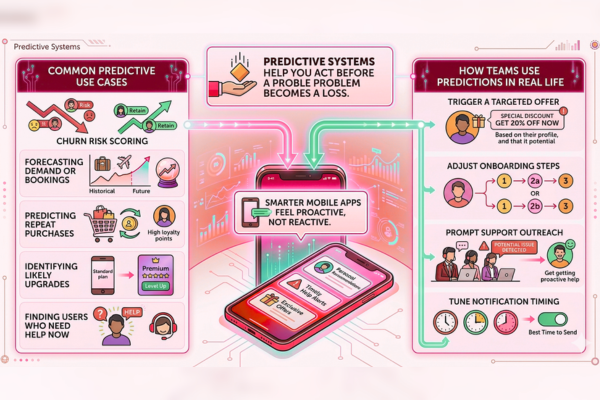 An AI predictive analytics and fraud detection system in a mobile app