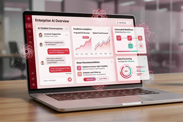 AI-powered web application dashboard with chatbot, analytics, and automation tools