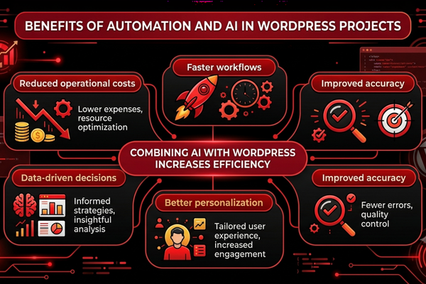 AI automation integrated with WordPress to improve workflow efficiency, personalization, and business performance