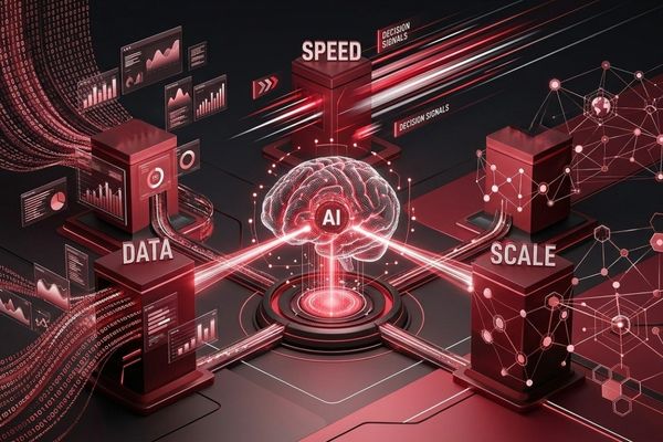 AI competitive advantage through data speed and business scale 