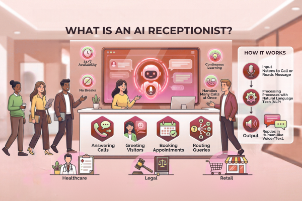 The features, workflow, and industry applications of an AI Receptionist. 